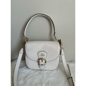 Coach Kleo Hobo Shoulder Bag 23 Chalk White Pebble Leather Crossbody C5687